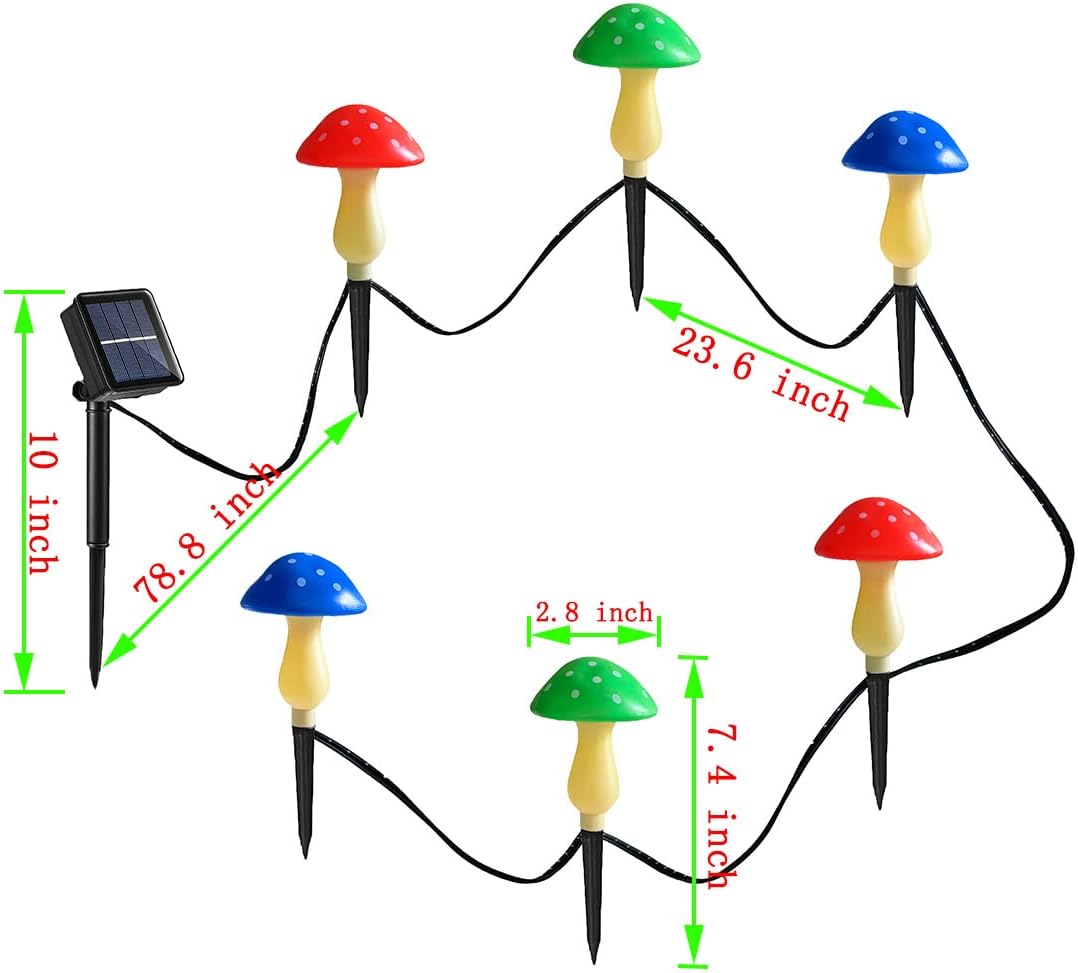 Outdoor Solar Mushroom Lights LED Solar Garden Decor Stake Lights, 8 Lighting Modes Solar Yard Ornament Lights (1 Pack 6 Mushrooms)