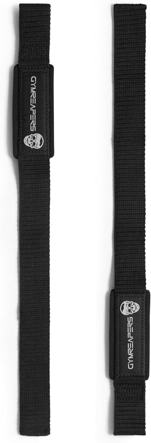 Lifting Wrist Straps for Weightlifting, Bodybuilding, Padded Neoprene with 18 inch Cotton, Black