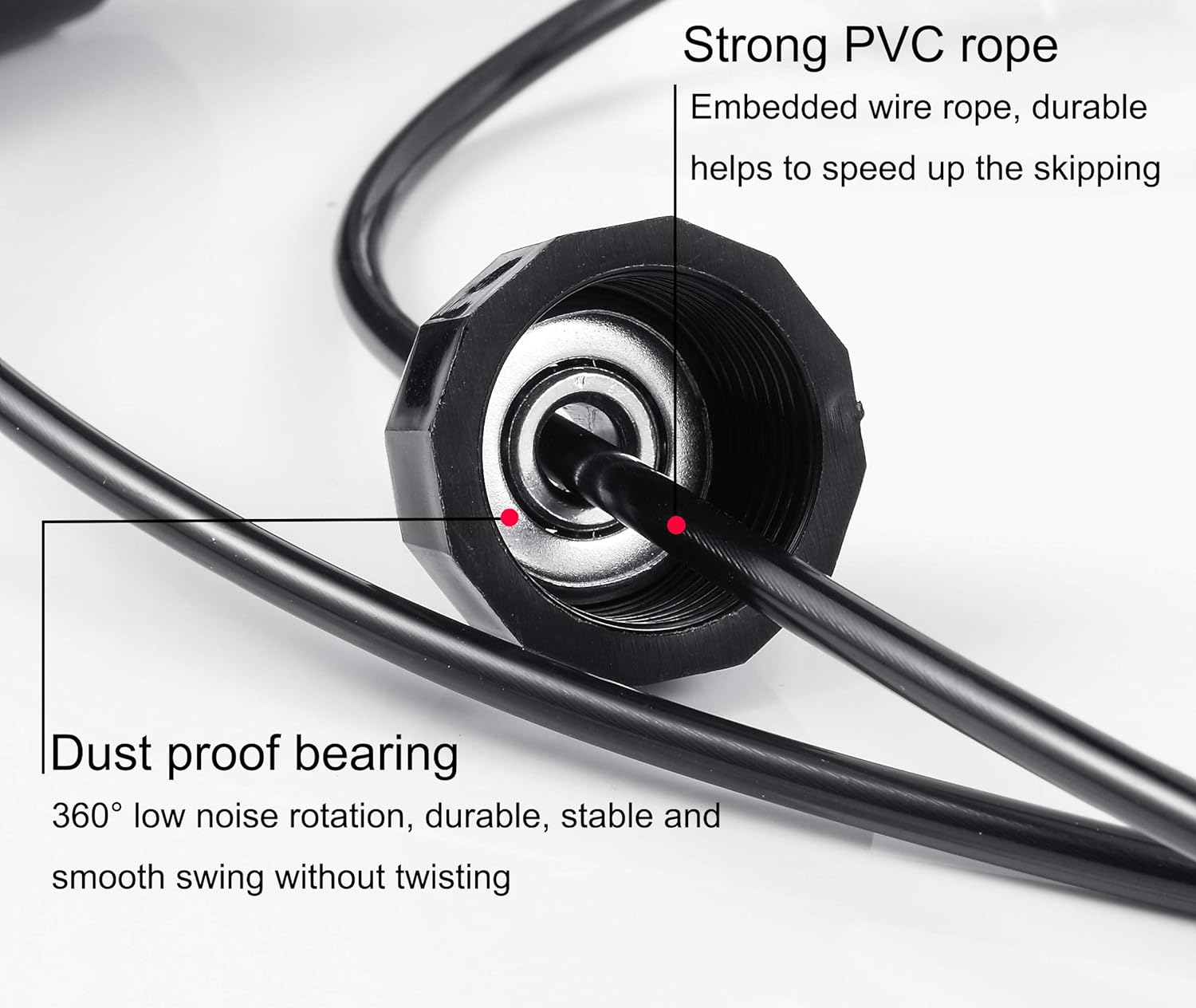 Jump Rope, Adjustable Jump Ropes, Skipping Rope Tangle-Free Rapid Speed with Ball Bearings, Red