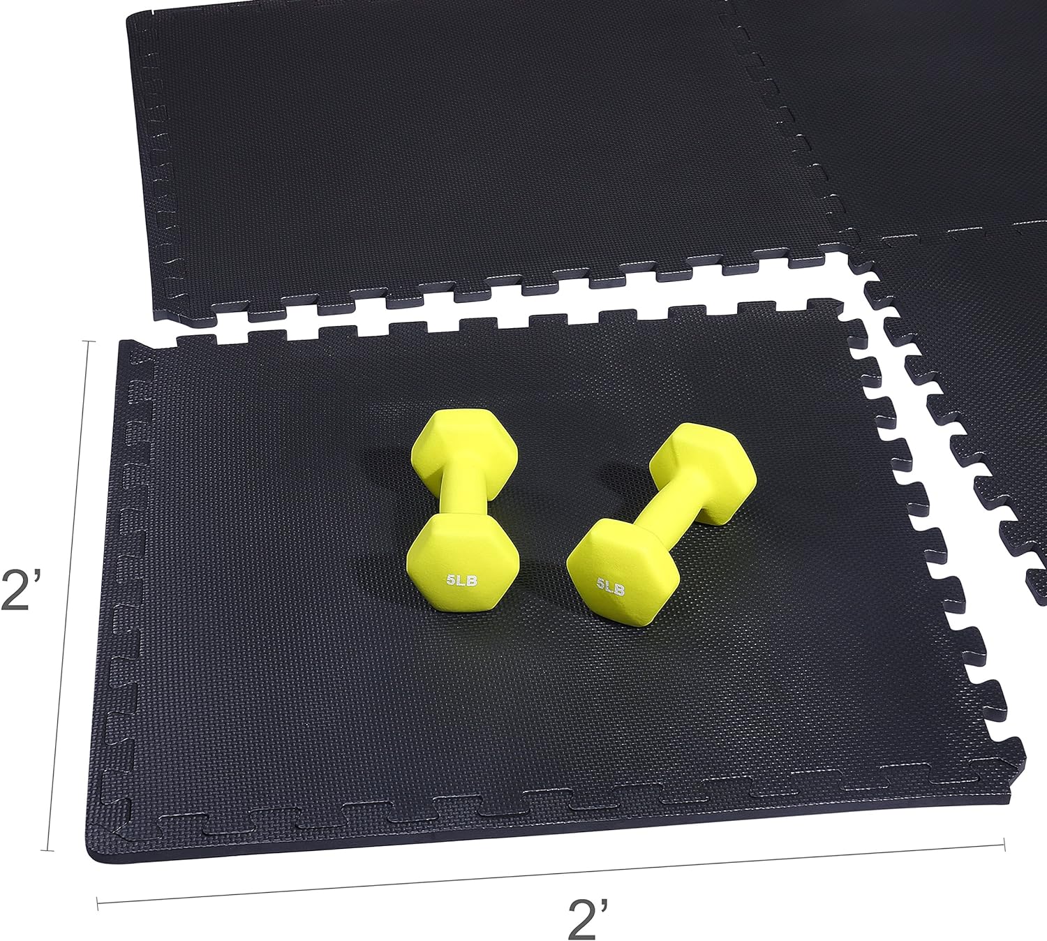 Fitness Puzzle Exercise Mat with EVA Foam Interlocking Tiles for MMA, Exercise, Gymnastics, Black, 1/2" Thick, 24 Square Feet