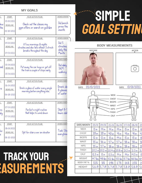 Load image into Gallery viewer, Hardcover Fitness Journal Workout Planner for Men &amp; Women - A5 Sturdy Workout Log Book, Black
