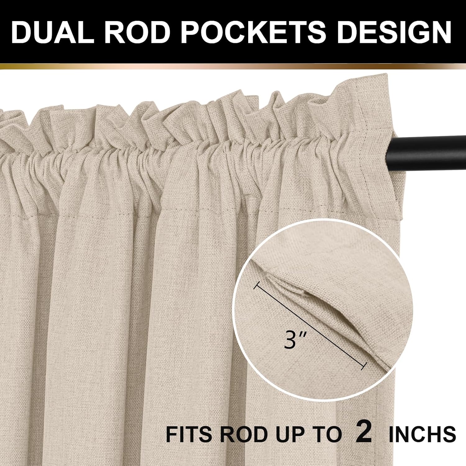 Blackout Curtains 84 Inches Long 2 Panels Set, Thermal Insulated Rod Pocket Window Curtains & Drapes, 50W X 84L, Oatmeal