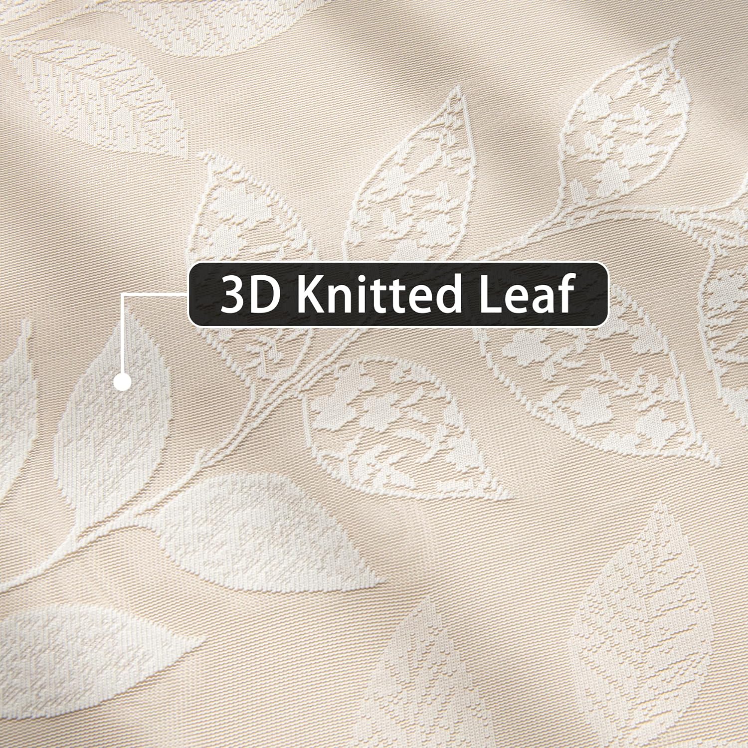 White Lace Sheer Curtains 63inch Vintage Leaf Knitted Window Curtain Drapes, 54" W,  2 Panels