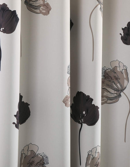 Load image into Gallery viewer, Home Floral Print Thermal Insulated Bedroom Heat Absorbing Room Darkening Curtain Grommet Panels, Set of 2, 52 W x 95 L, Black/Grey/Brown

