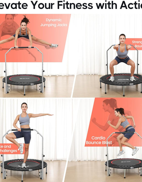 Load image into Gallery viewer, Foldable Mini Trampoline Max Load 330lbs/440lbs, Fitness Rebounder with Adjustable Foam Handle, 40-Inch
