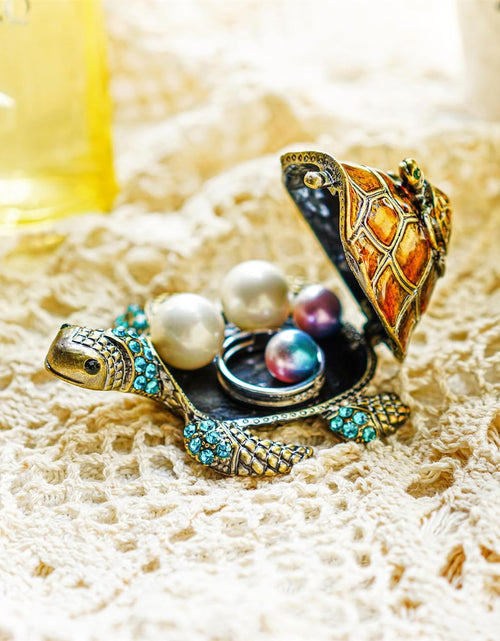 Load image into Gallery viewer, Mother and Baby Turtle Figurines Jewelry Trinket Boxes Hinged Collectible Figurines
