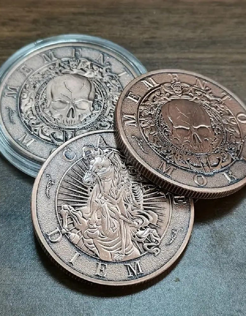 Load image into Gallery viewer, Memento Mori Medal Carpe Diem Stoicism Souvenior Coins Antique Finish
