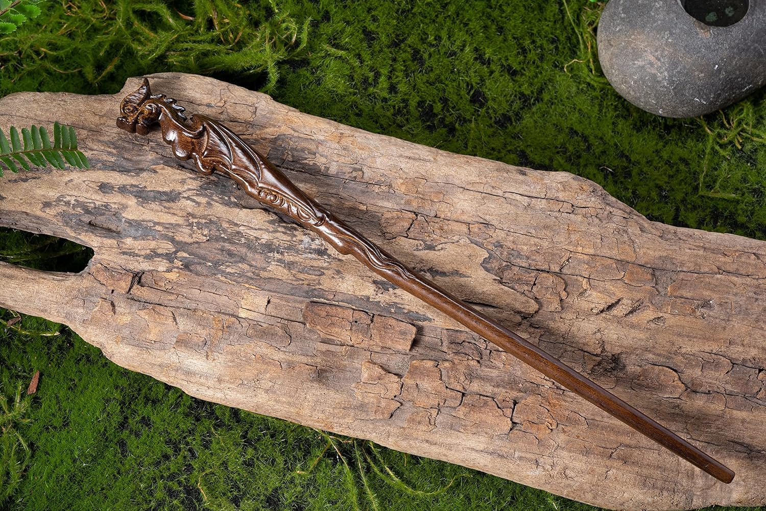 Handicraftviet Hand Carved Dragon Magic Wand, Wooden Wands for Collectible Cosplay