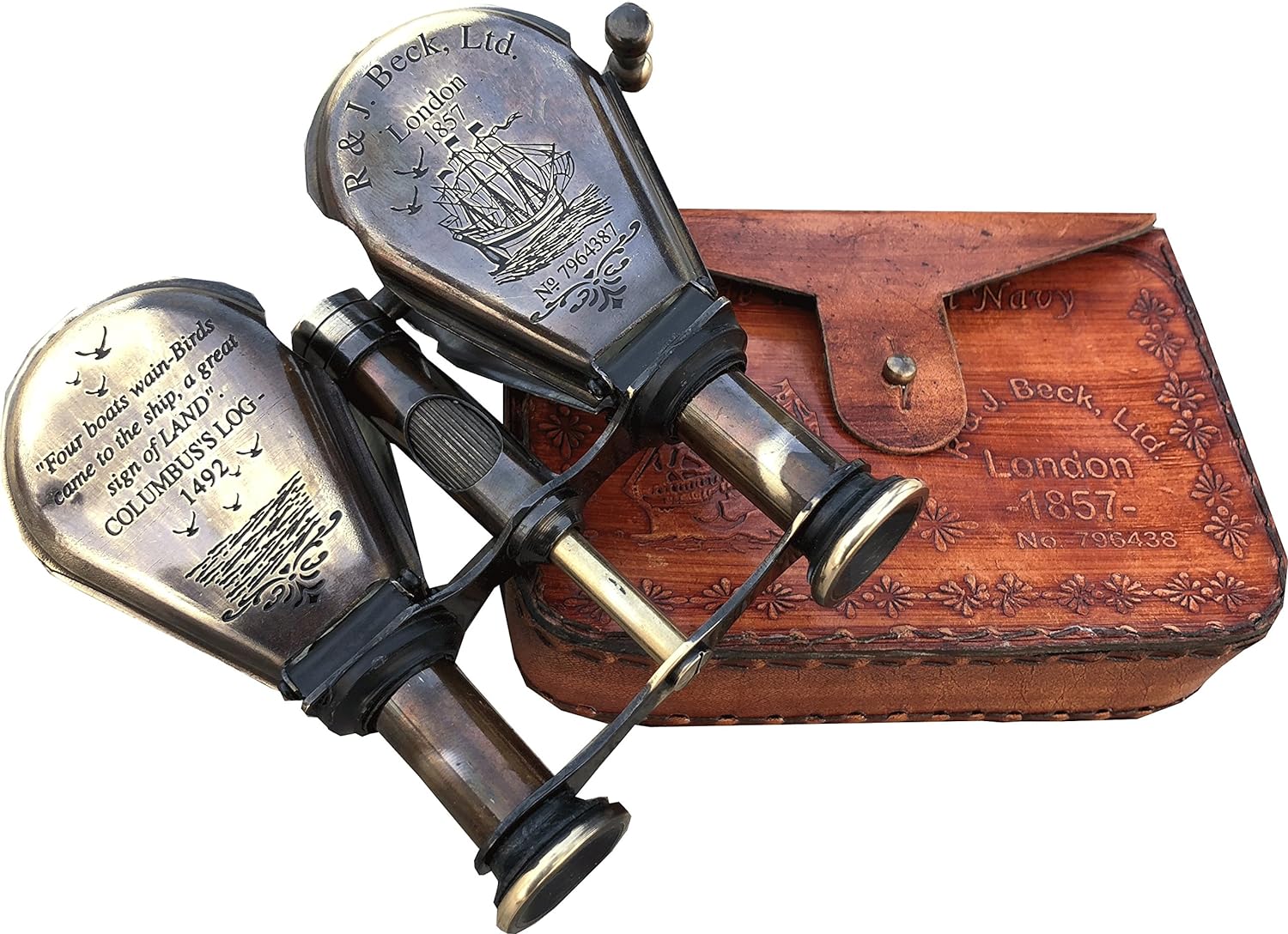 Classic Marine Spy Glass Antique London 1857 R & J Beck Brass Binocular Collectibles, Antique Style Telescope Spyglass Folding Gift