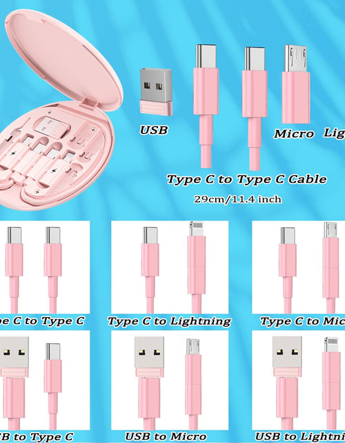 Load image into Gallery viewer, Multi USB Charging Adapter Cable Kit, USB C to Lighting Adapter Box  (Pink)
