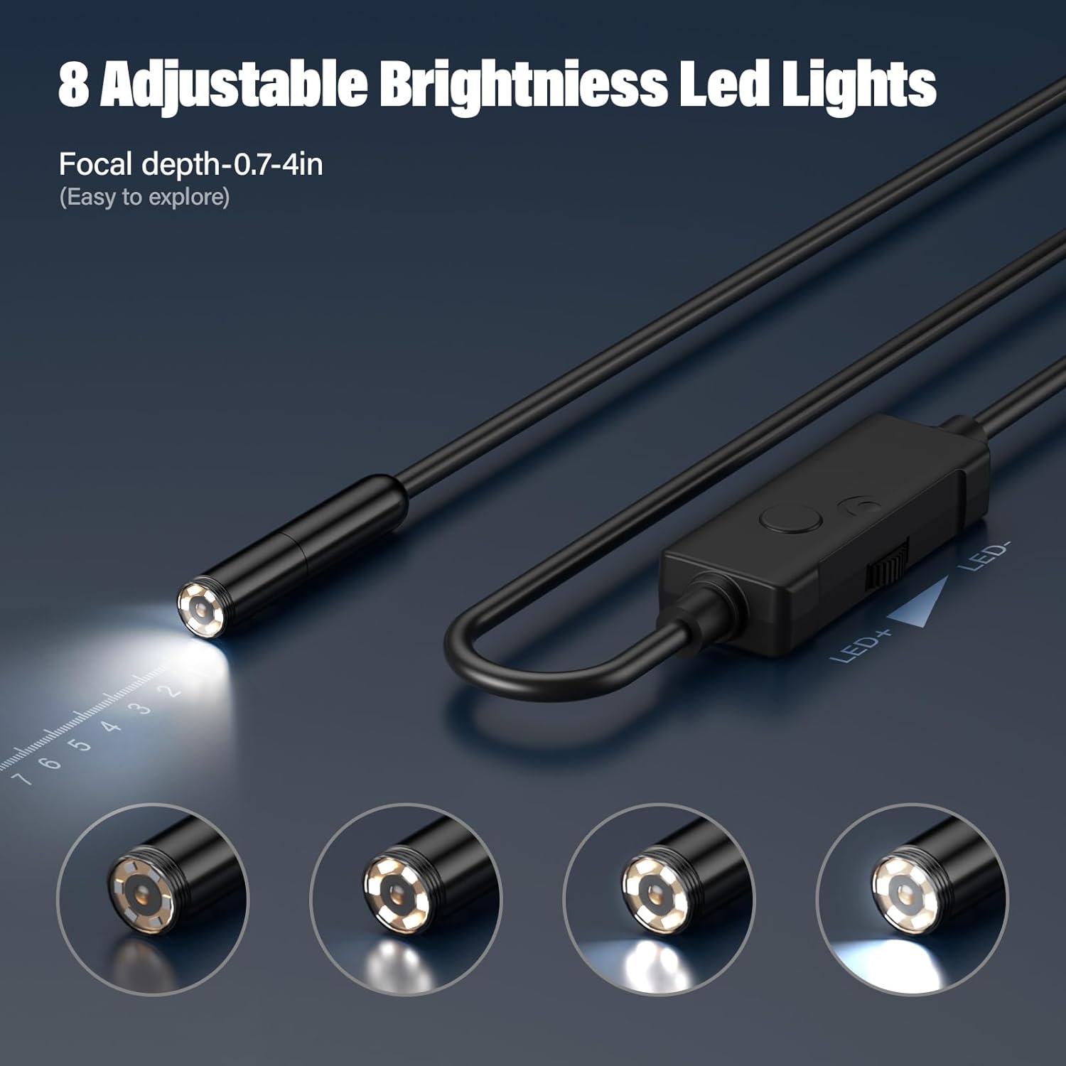 Endoscope Camera with Light iPhone Borescope Inspection Camera, 1920p HD, Adjustable 8 LED, 16.4ft, Single Lens