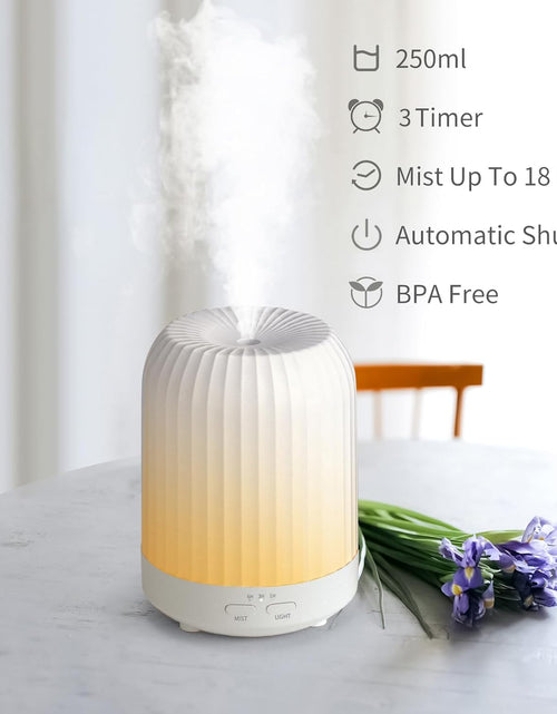 Load image into Gallery viewer, Essential Oil Diffuser for Bedroom, Quiet Humidifiers for Home, Ultrasonic 250ML Small Aromatherapy Diffuser, 7 LED Color Safety, White
