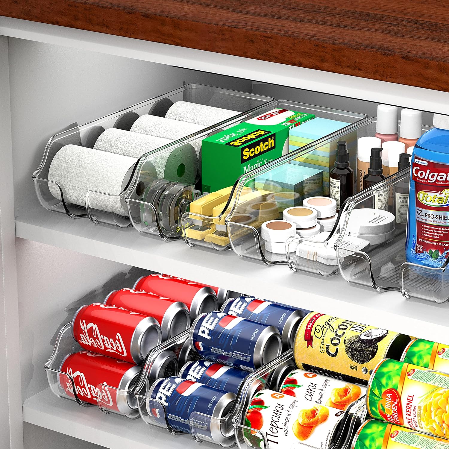 Soda Can Organizer for Refrigerator/Pantry, Clear, Set of 4