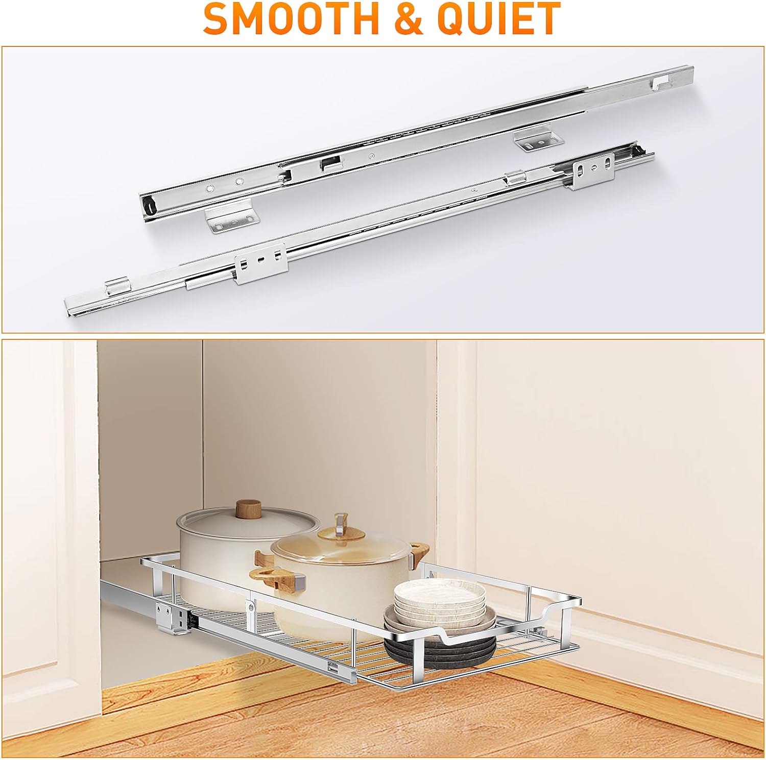 Pull Out Cabinet Organizer, Heavy Duty Slide Out Pantry Shelves Sliding Drawer Storage For Kitchen