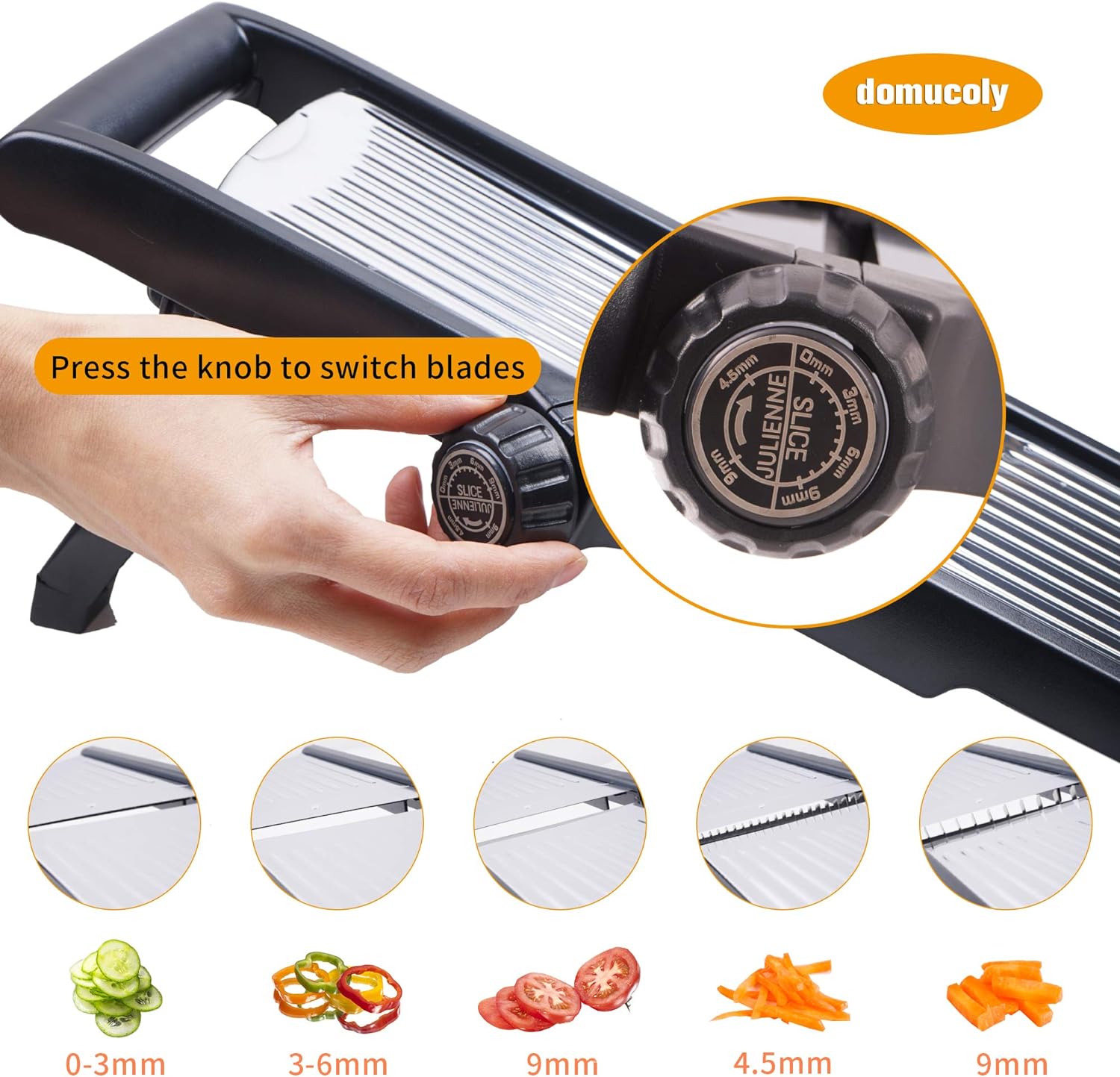 Adjustable Stainless Steel Food Vegetable Potato Onion Slicer French Fry Cutter, Slicer Julienne with Cut-Resistant Gloves