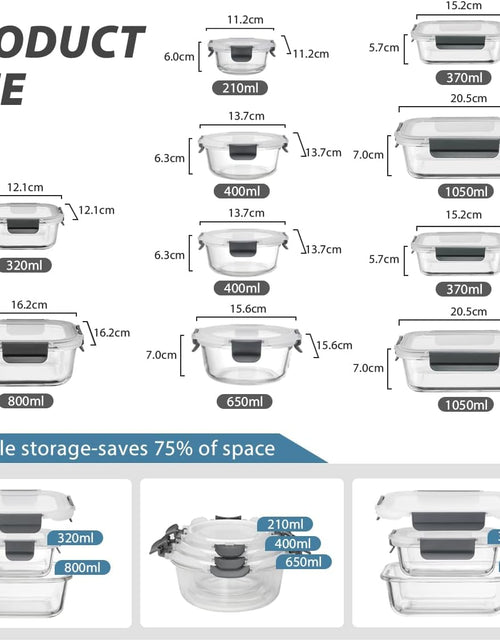 Load image into Gallery viewer, Glass Meal Prep Containers for Lunch Food Storage with Lids,  BPA Free（20 Pieces）

