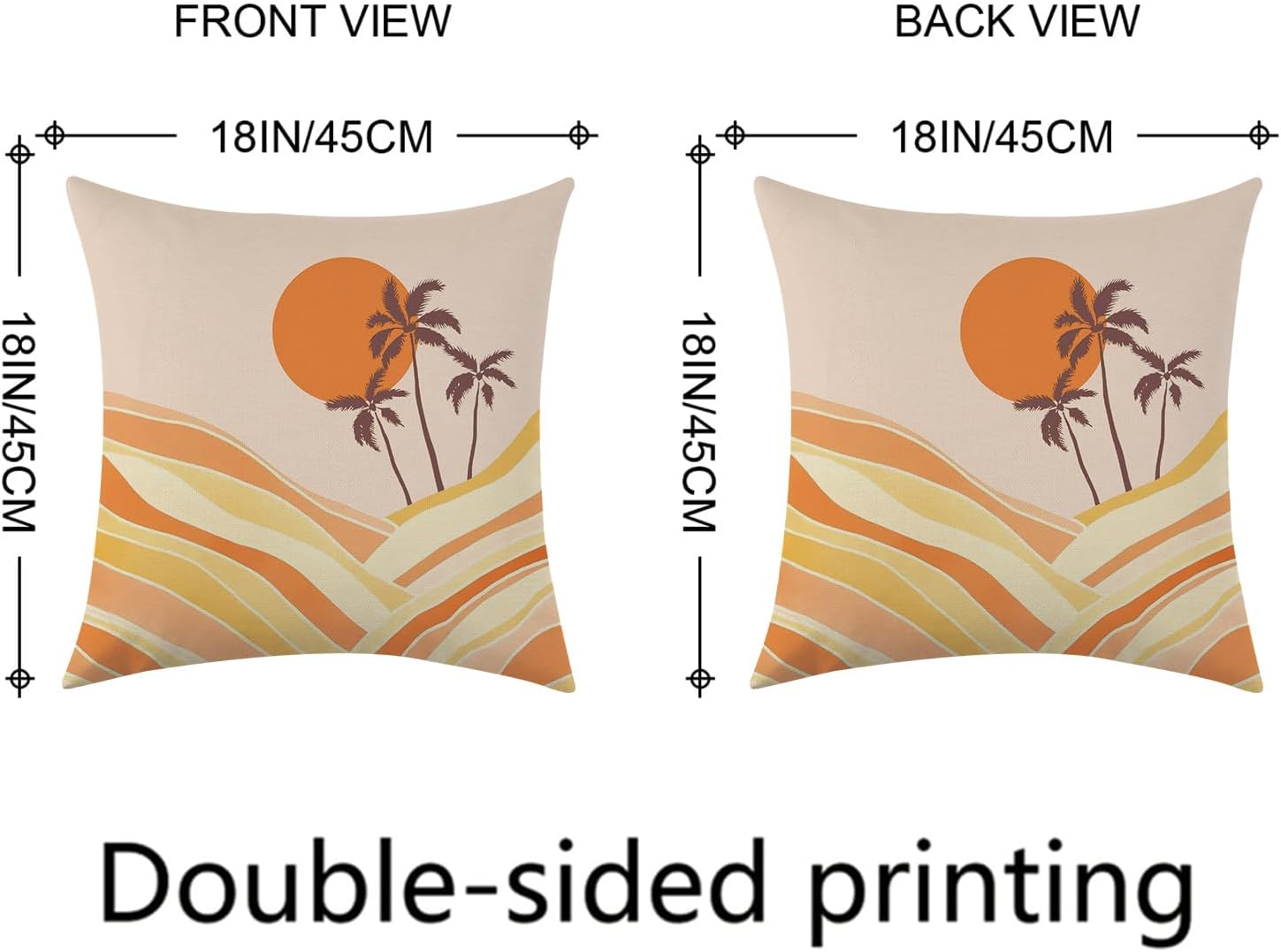Set of 4 Modern Tropical Leaves Minimalist Aesthetic Leaf Decorative Throw Pillow Cases, 18 x 18
