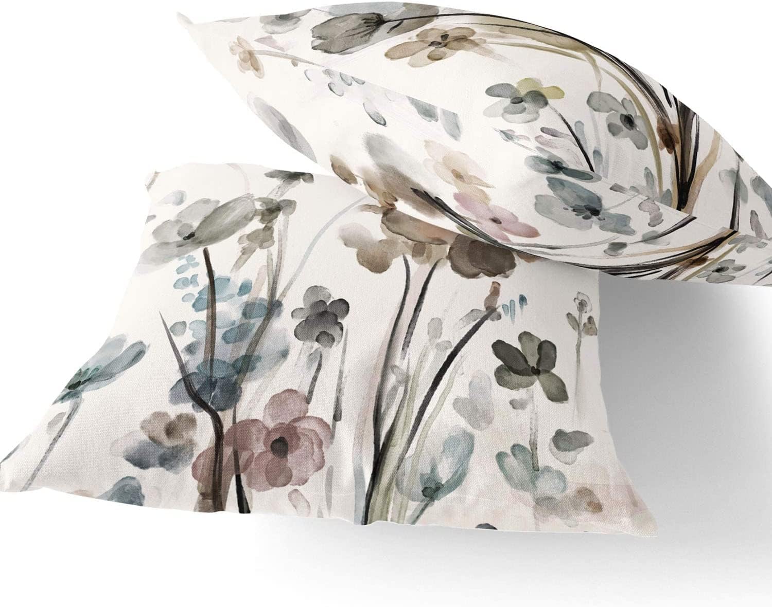 Set of 2, Flowers Pillow Cushion Cases, Modern Decorative Square Pillowcases