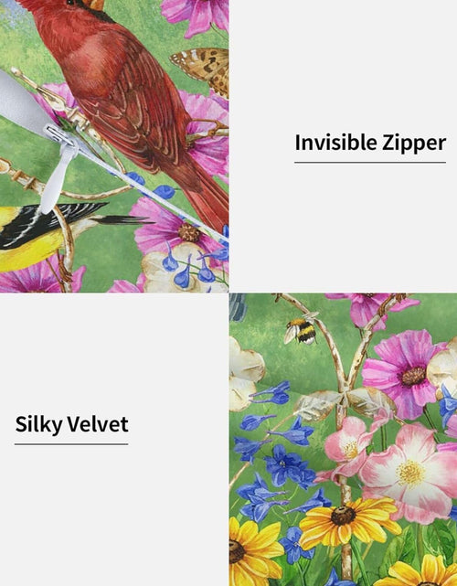 Load image into Gallery viewer, Set of 2 Rustic Flowers Birds Butterfly Spring Summer Throw Pillow Covers
