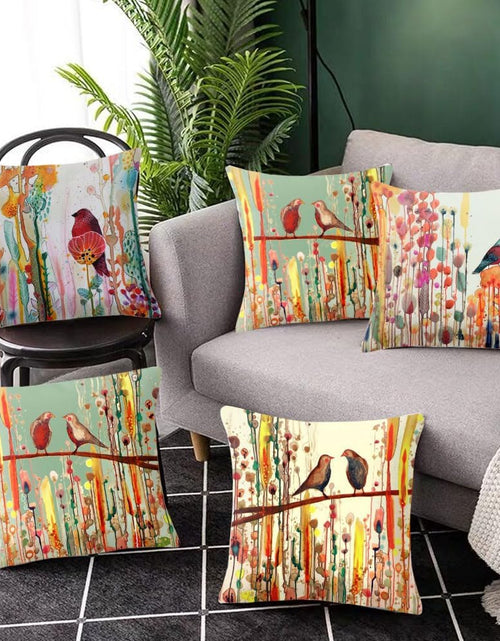 Load image into Gallery viewer, Modern Decoration Throw Pillow Covers 18x18 Set of 4 Retro Bird Flowers Throw Pillowcovers
