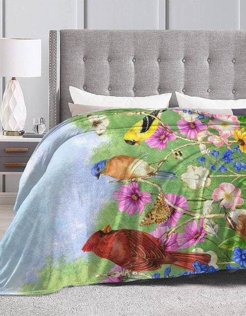 Load image into Gallery viewer, Rural Flowers Birds Throw Blanket Ultra Soft Warm All Season Rustic Sunflowers, 50&quot;X40&quot;
