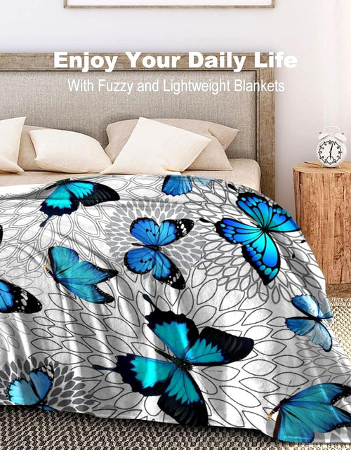 Load image into Gallery viewer, Beautiful Blue Butterfly Throw Blanket Ultra Soft Flannel Butterflies Blanket Gifts for Kids Adults 50&quot;X40&quot;
