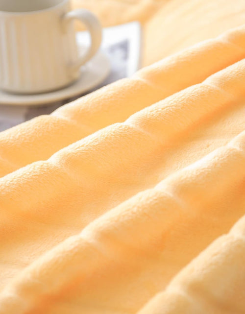Load image into Gallery viewer, Decorative Stripe Lightweight Fleece Cozy Sofa Bed Seasons Throw 330 GSM Soft Plush Fuzzy Warm Fluffy Blanket, 50&quot;x 60&quot;, Yellow
