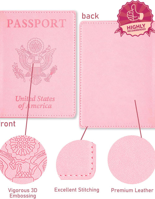 Load image into Gallery viewer, Leather Passport Holder Covers Case, Passport Book Wallet Card Slot Luggage Tag, Pink
