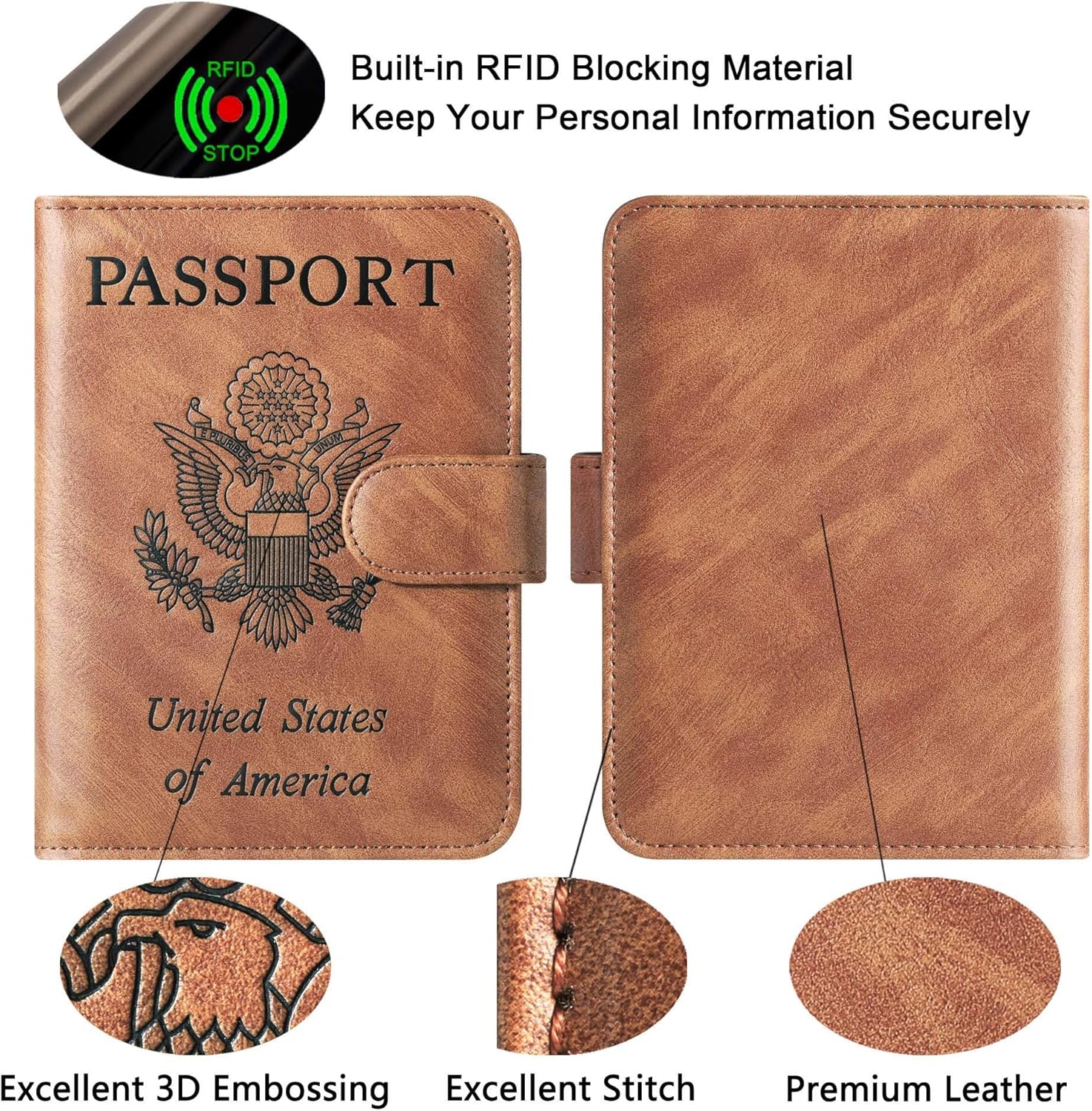 Passport Holder Cover Wallet Travel Essentials Accessories for Men Women (2#Brown)
