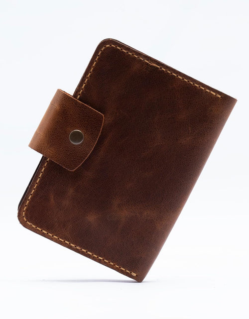 Load image into Gallery viewer, Handmade Passport Leather Case, Wallet Credit Card Holder (Dark Brown)
