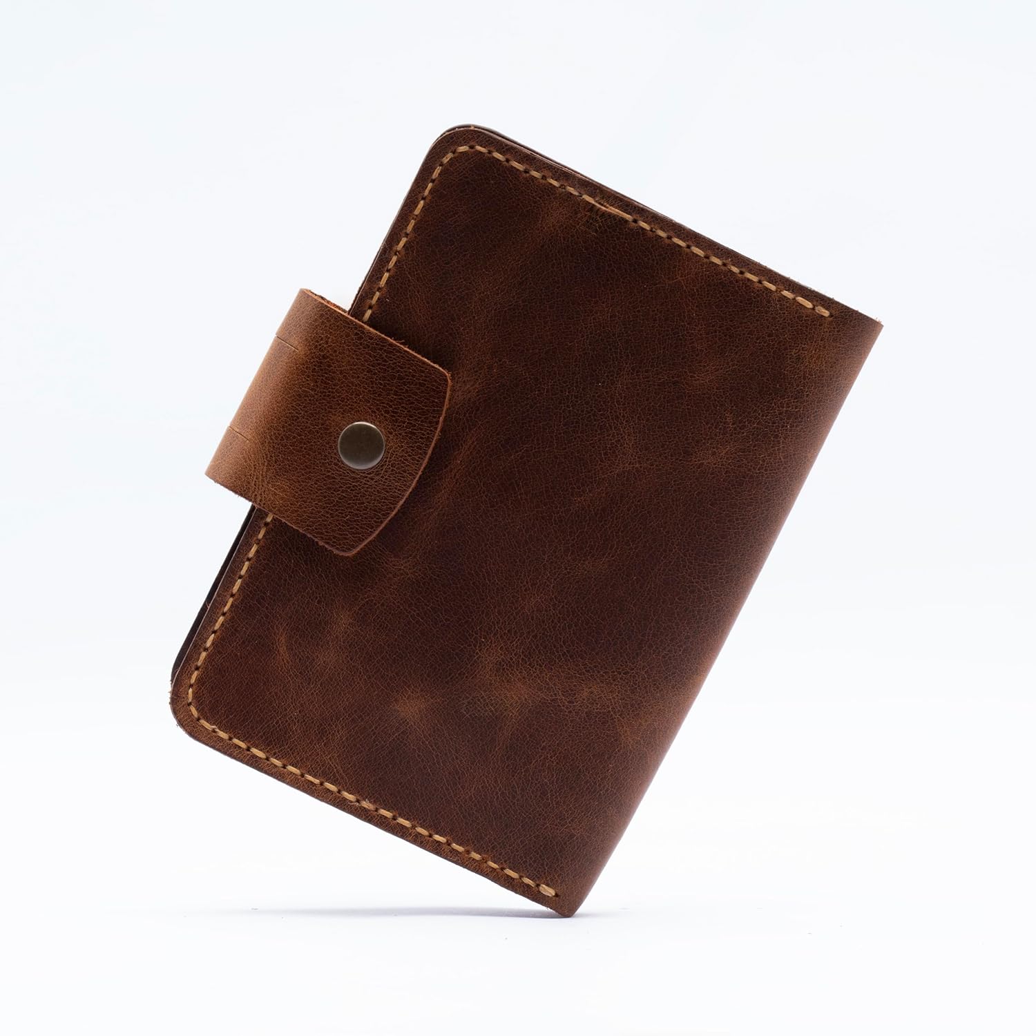Handmade Passport Leather Case, Wallet Credit Card Holder (Dark Brown)