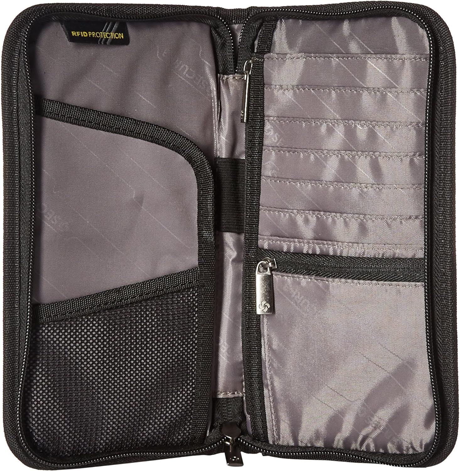 RFID Zip Close Travel Wallet, Black, One Size