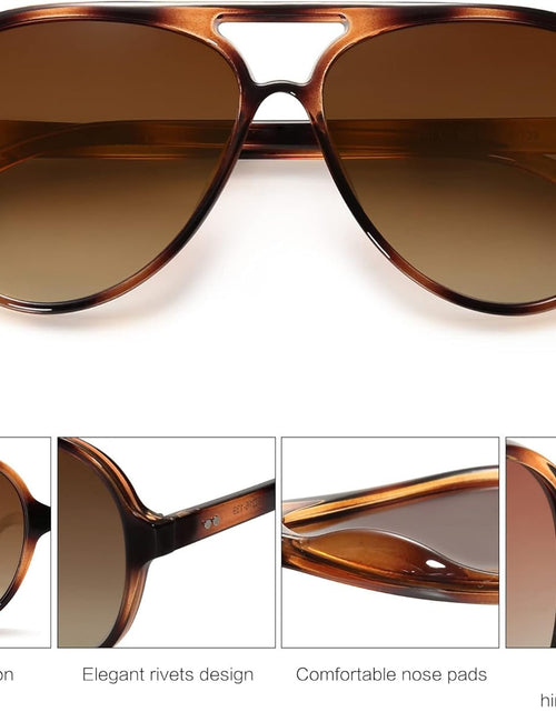 Load image into Gallery viewer, Classic Polarized Aviator Sunglasses Womens Mens Retro Double Bridge Aviators , Brown/Tortoise Brown
