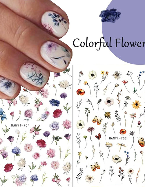 Load image into Gallery viewer, 9 Sheets Flower Nail Art Stickers Decals 3D Self-Adhesive Nail Decals Spring Floral
