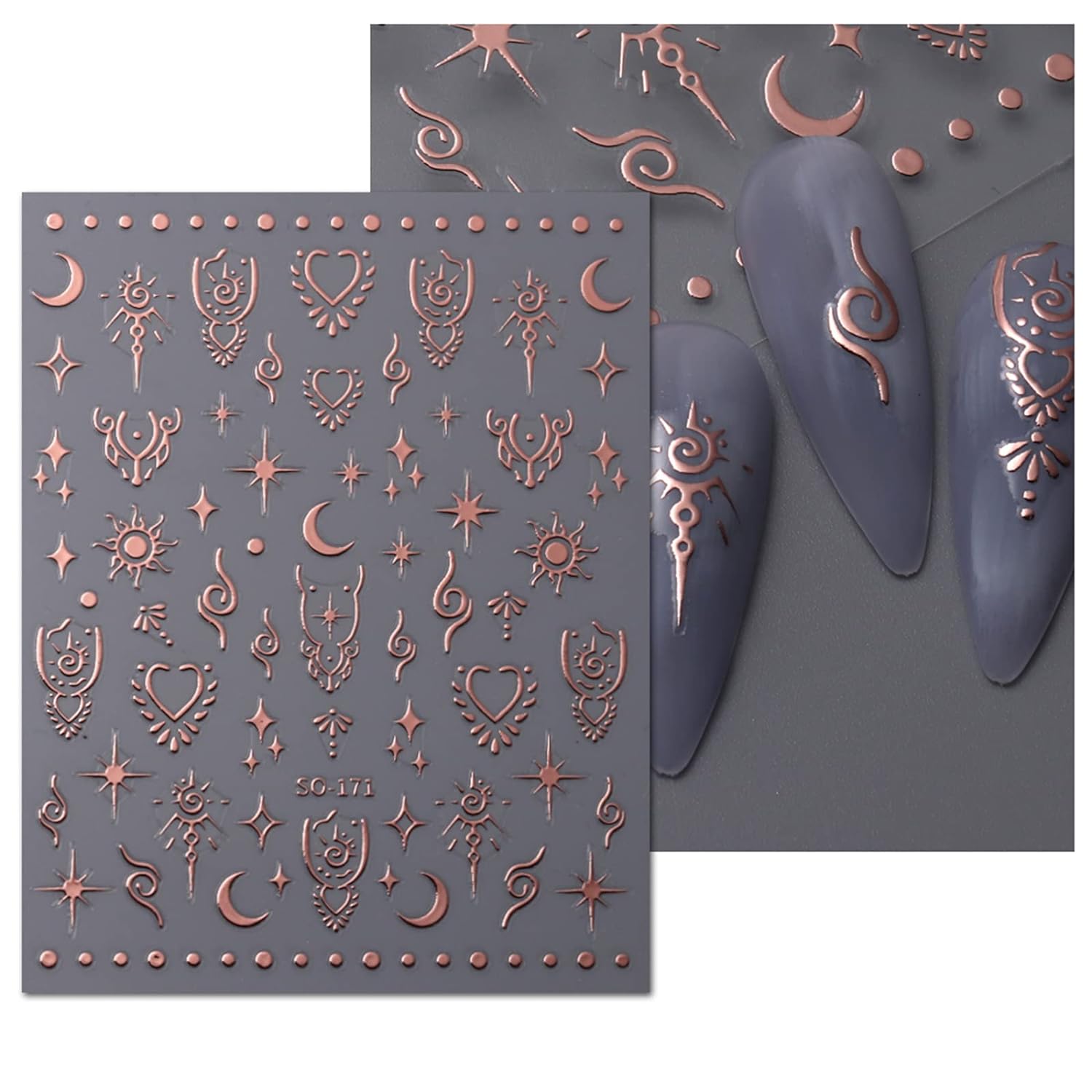 9 Sheets Moon Star Nail Art Stickers Decals Self-Adhesive Pegatinas Uñas Sun Nail Supplies