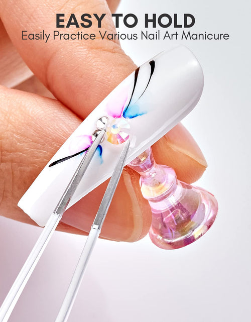 Load image into Gallery viewer, Nail Stand for Press On Nails Display Practice Art Magnetic Fake Nail Holder, Clear/Pink
