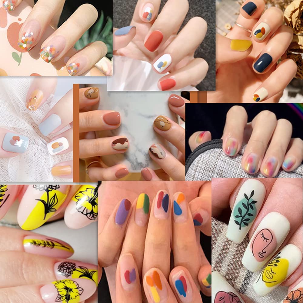 Graffiti Fun Nail Art Stickers, Abstract Nail Decals 3D Self-Adhesive, 6 Sheets