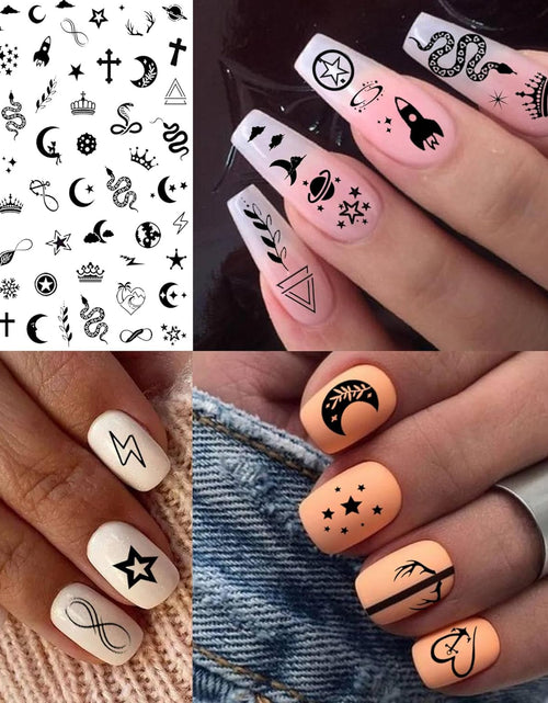Load image into Gallery viewer, 6 Sheets Self-Adhesive Snake Heart Moon Star Nail Art Sticker Decals, Abstract Lady Face Nail Stickers
