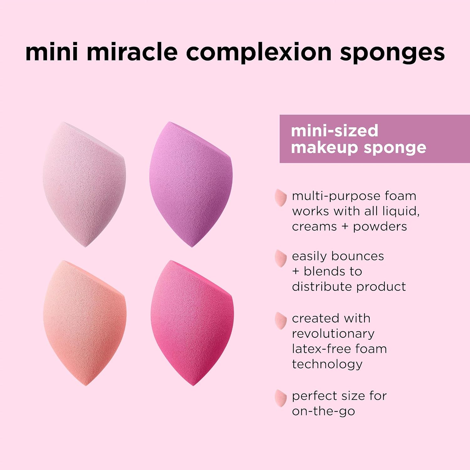 Mini Miracle Complexion Sponge 4 Pack, Small Makeup Blending Sponges
