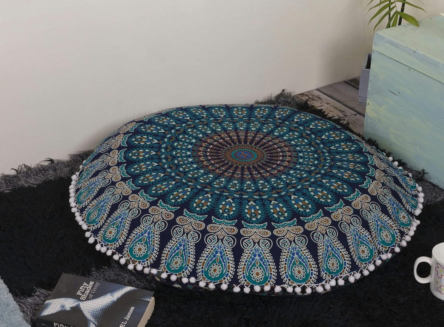 Large Hippie Mandala Floor Pillow Cover ( 32 Inches)