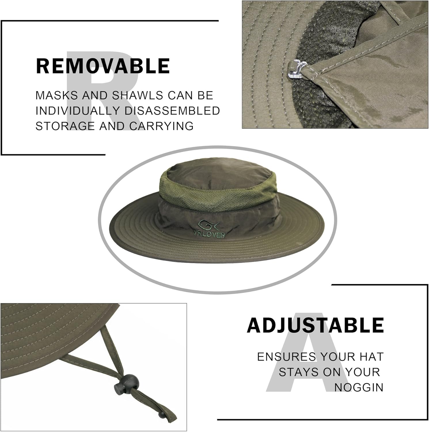 Outdoor UV Sun Protection Fishing Cap with Removable Flap | Army Green