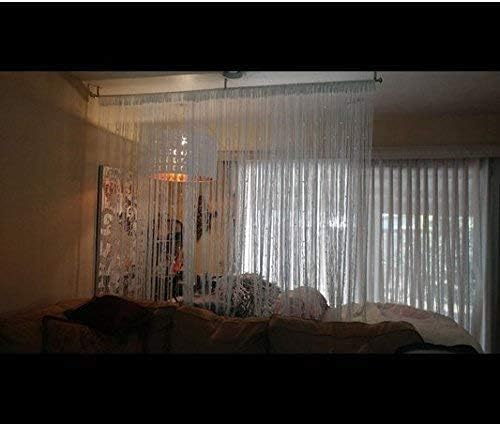 Silver / Grey String Door Curtains Window Panel Room Divider Crystal Tassel Fringe, 2 Pack