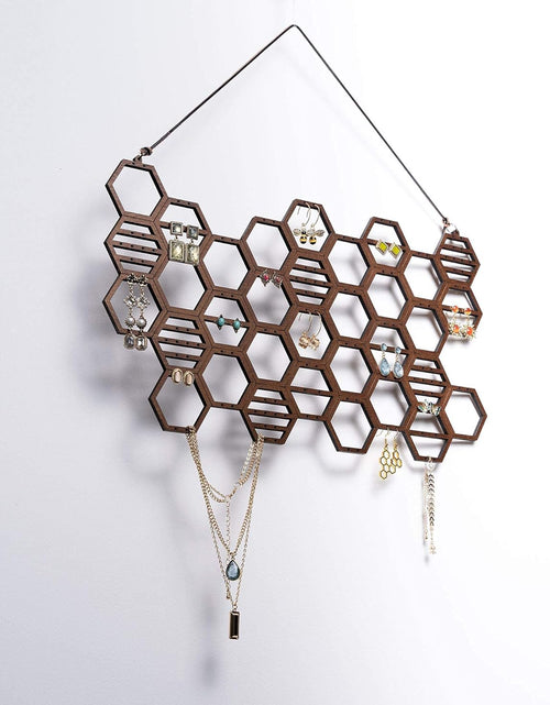 Load image into Gallery viewer, Hanging Holder Organizer Wall Display Jewelry for Stud Earrings Necklaces (Walnut)
