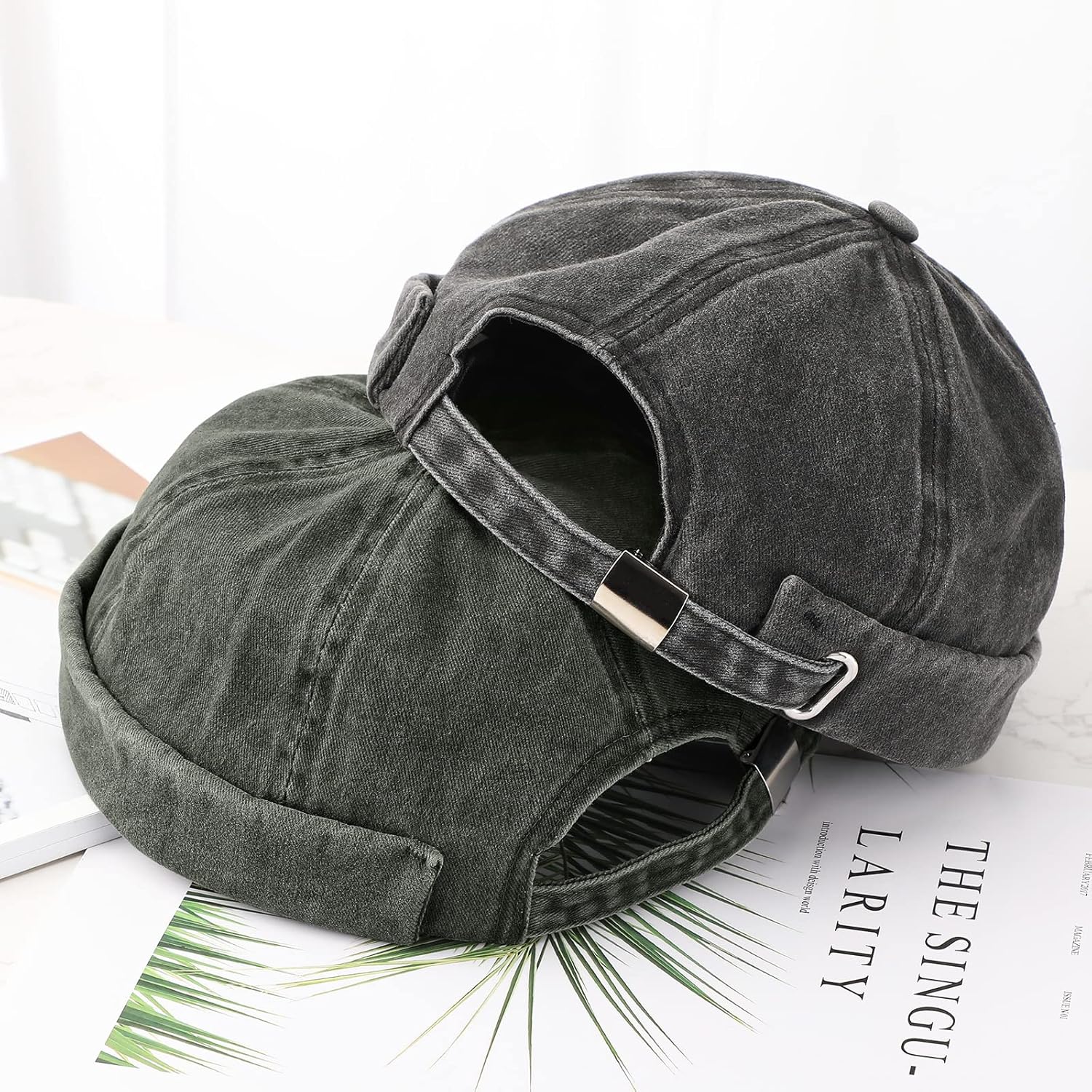 Adjustable Brimless Hats for Men Docker Hat Casual No Brim Hat (2 Pcs)