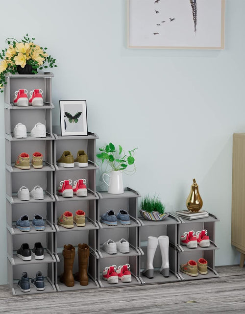 Load image into Gallery viewer, 8 Tiers DIY Narrow Stackable Free Standing Shoes Storage Tall Organizer Vertical Entryway Hallway Shelf
