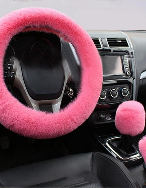 Load image into Gallery viewer, 6pcs/Set Soft Fluffy Faux Wool Steering Wheel Cover &amp; Seatbelt Shoulder
