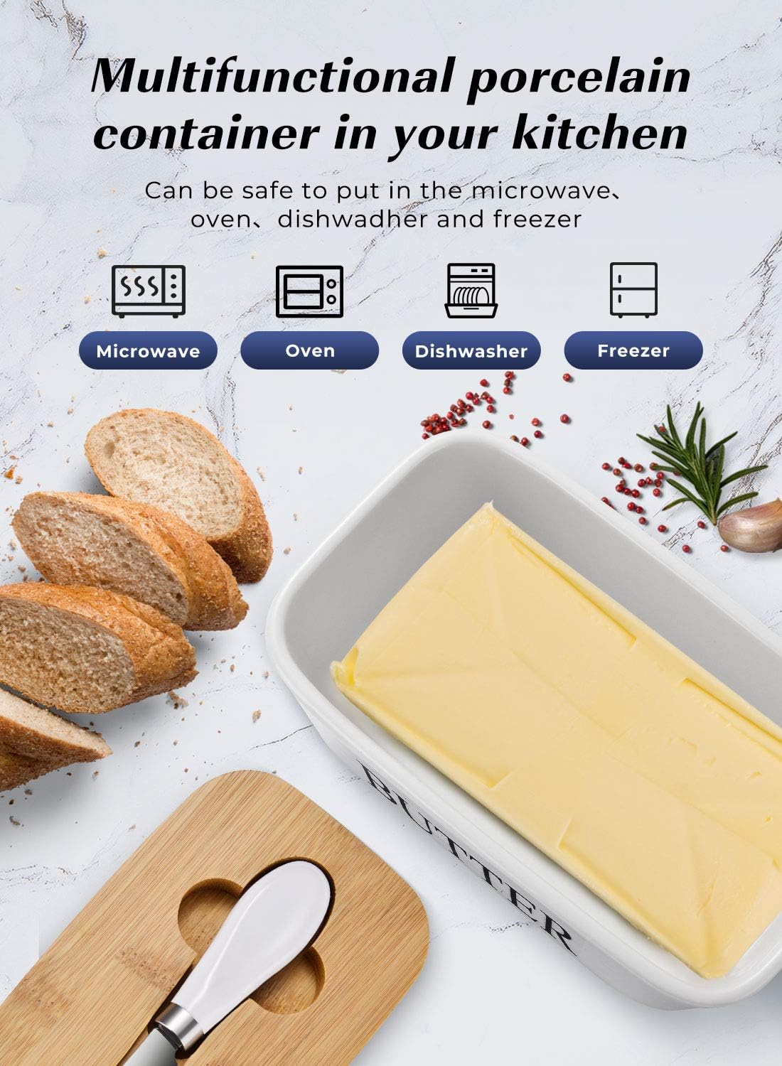 Butter Dish with Lid, Large Ceramic Butter Storage