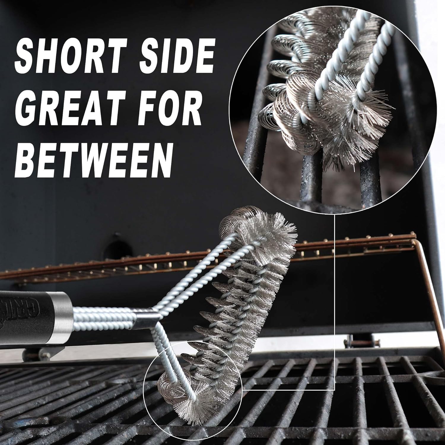 Grill Brush Bristle Free & Wire Combined BBQ Brush, 18" Grill Cleaner Brush for Gas/Porcelain/Charbroil Grates