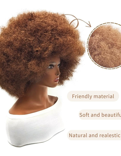 Load image into Gallery viewer, Afro Wigs for Black Women Short Curly Afro Kinky Wig 70s Funny Large Bouncy Fluffy Puff Wigs, Brown
