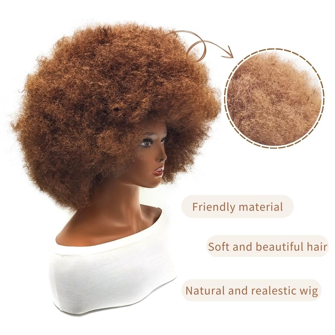 Afro Wigs for Black Women Short Curly Afro Kinky Wig 70s Funny Large Bouncy Fluffy Puff Wigs, Brown